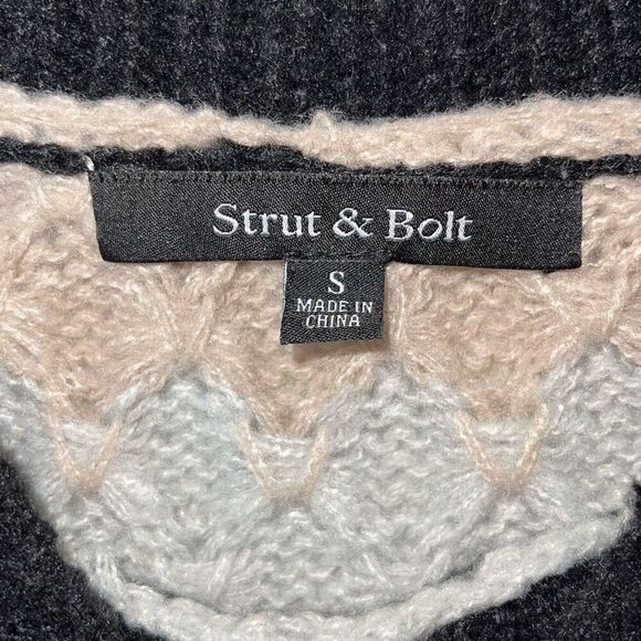 Strut & Bolt Womens Honeycomb Striped Pullover Sweater Gray Blue Size Small - Picture 5 of 8